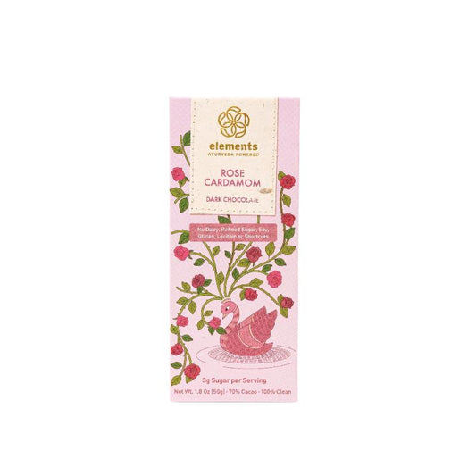 Elements Ayurveda Powered Rose Cardamom Dark Chocolate