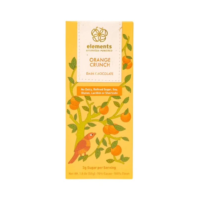 Elements Ayurveda Powered Orange Crunch Dark Chocolate