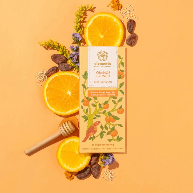 Elements Ayurveda Powered Orange Crunch Dark Chocolate